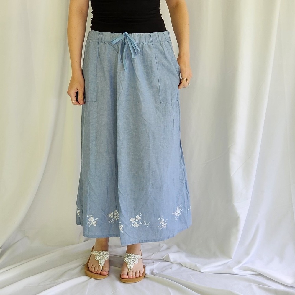 Y2K Chambray‎ Maxi Skirt